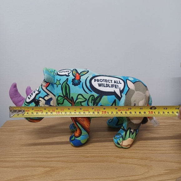 Wild Republic Message From The Planet Rhino Colorful Plush Wildlife Animal - Picture 11 of 11